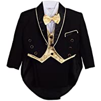 Los mejores  - Lito Angels Chaleco de jacquard para bebé- 5 piezas- traje de esmoquin formal con cola de bautizo